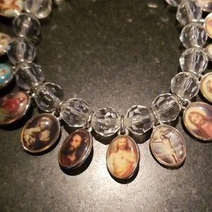 Crystal faith charm stretch bracelet.